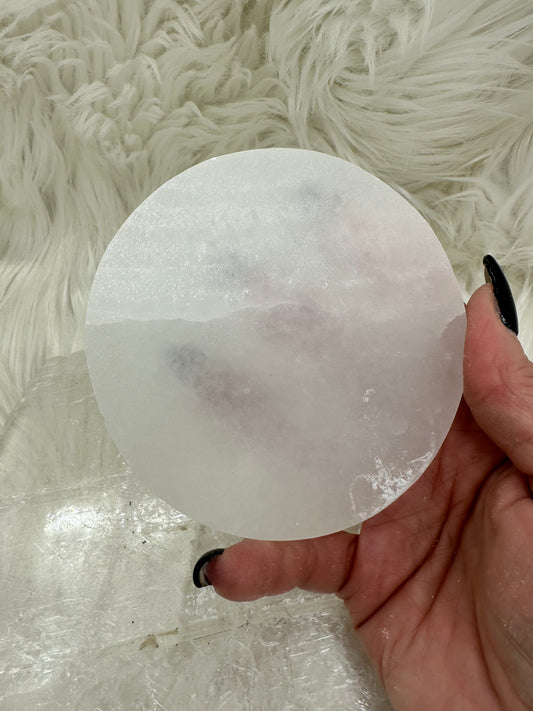 Selenite Round Plate