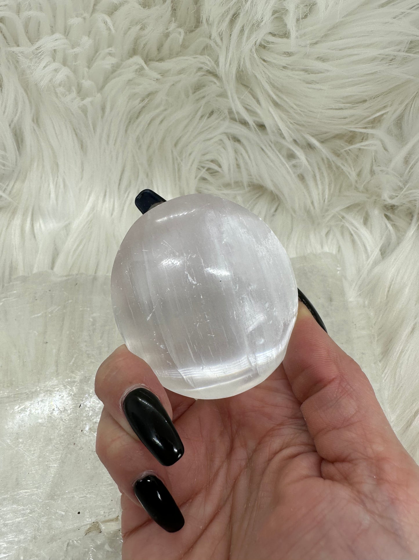 Selenite Palm Stone