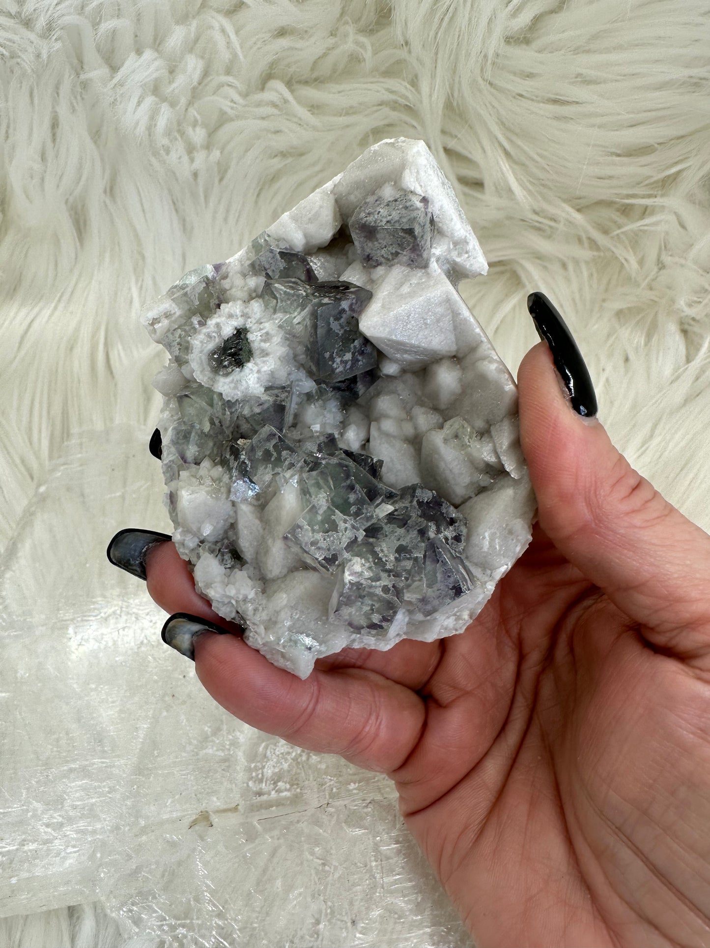 Bicolor Fluorite & Porcelain Quartz