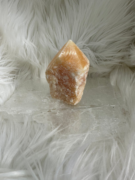 Orange Calcite Rough Polished Point